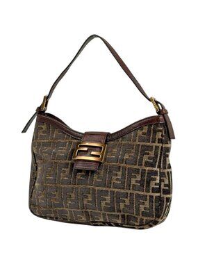 Fendi Shoulder Bag Zucca Fabric Brown